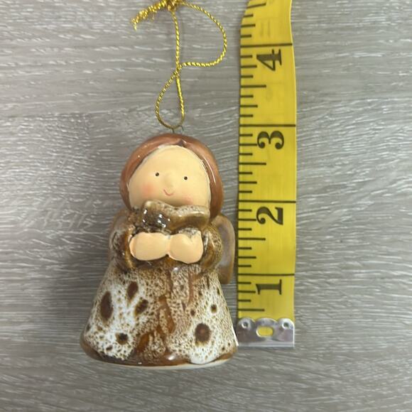 Mini clay angel ornament - pottery - glazed- angel singing small gift Christmas - Picture 2 of 7